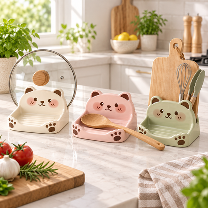 Cat-Shaped Kitchen Utensil & Lid Rest