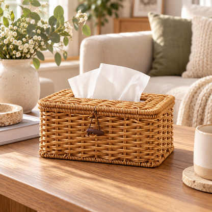 Woven Rattan Tissue Box Cover