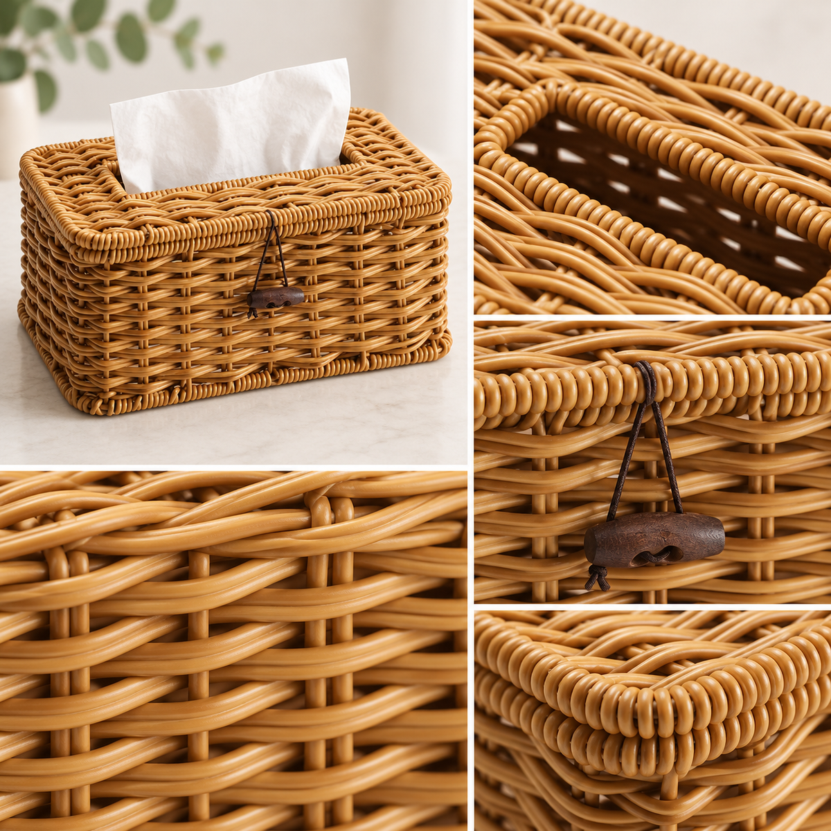 Woven Rattan Tissue Box Cover