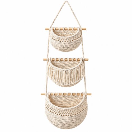 Three-Tier Woven Wall Storage Organizer